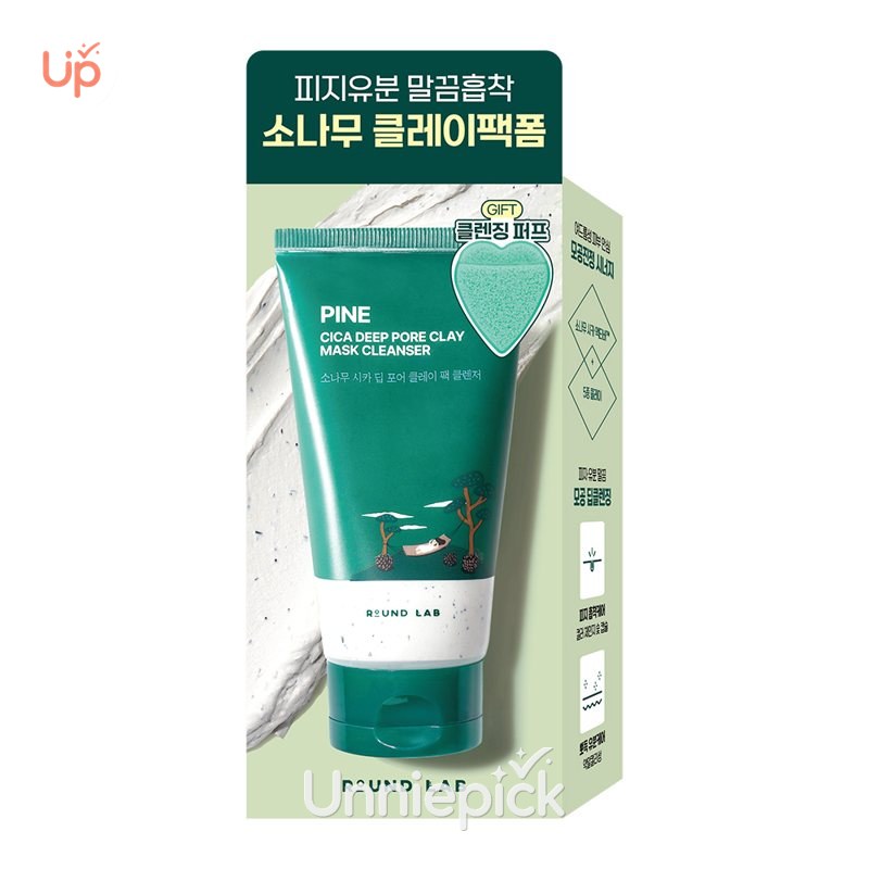 ROUND LAB Cica Deep Pore Clay Mask Cleanser 150ml Set (+Cleansing Puff)